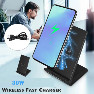 30W Double coil Qi Wireless Fast Charger Vertically Horizontally Quick Charging Charger Stand Dock Phone Holder Pad For Phone