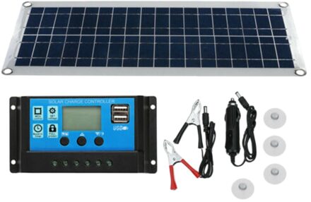 30W Dual USB Flexibele Zonnepaneel Kit + Controller + Clip Outdoor Auto Charger Power 10A