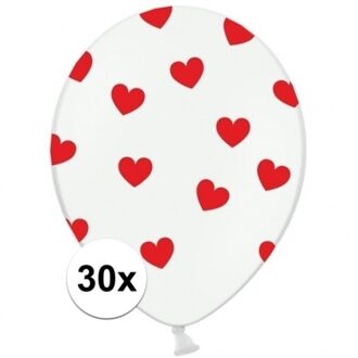 30x Bruiloft ballonnen rode hartjes