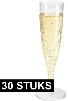 30x Champagne/prosecco glazen transparant - Champagneglazen