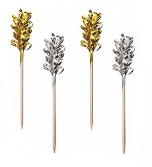 30x Decoratie prikkers goud zilver - Cocktailprikkers Multikleur