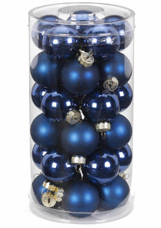 30x Donkerblauwe kleine glazen kerstballen 4 cm glans en mat - Kerstbal