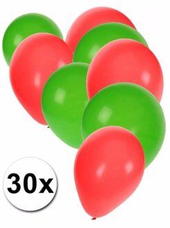 30x Fan ballonnen groen/rood - Ballonnen Multikleur