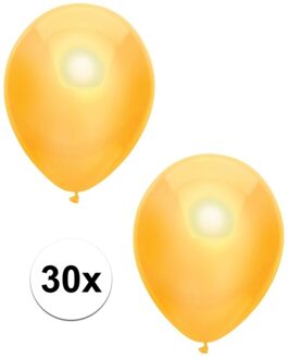 30x Gele metallic ballonnen 30 cm - Feestversiering/decoratie ballonnen geel