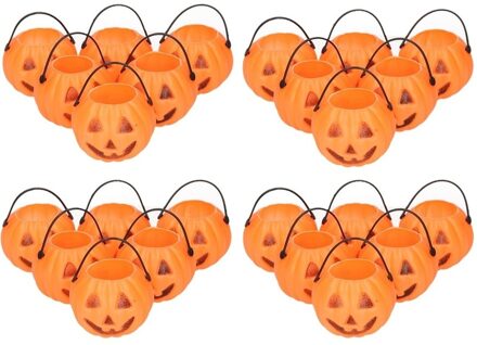 30x Halloween mini pompoen emmers 5 cm - Halloween decoratie/versiering/accessoires - Pompoen emmertjes