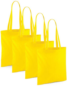 30x Katoenen schoudertasjes geel 42 x 38 cm - 10 liter - Shopper/boodschappen tas - Tote bag - Draagtas