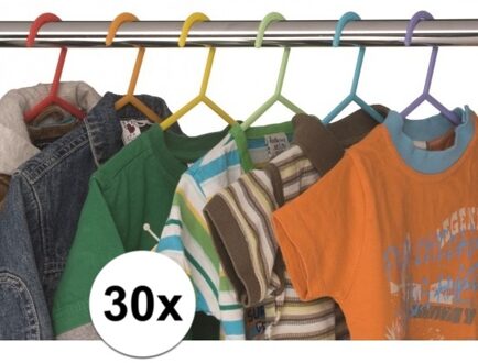 30x Kledinghangertjes voor kinderkleding - Kledinghangers Multikleur