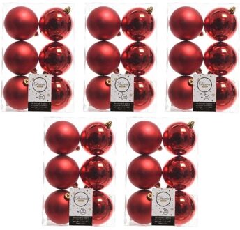 30x Kunststof kerstballen glanzend/mat kerst rood 8 cm kerstboom versiering/decoratie kerst rood - Kerstbal