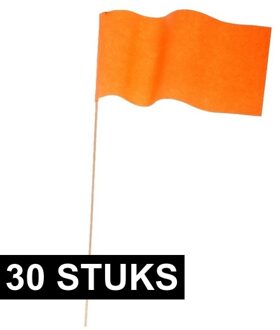 30x Oranje papieren zwaaivlaggetje - Holland supporter/Koningsdag feestartikelen