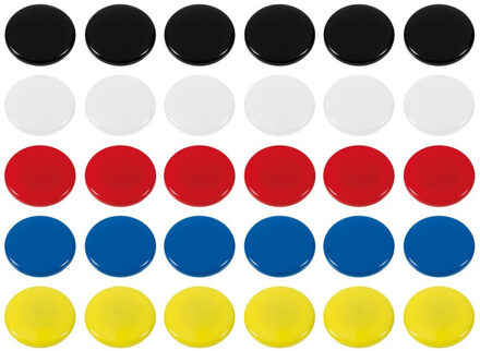 30x Ronde koelkast/whiteboard magneten 30 mm gekleurd