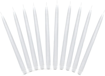 30x stuks Dinerkaarsen mat wit 24 cm - 5 Branduren - Kandelaar kaarsen