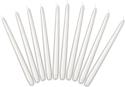 30x stuks Dinerkaarsen parel wit 24 cm - 5 Branduren - Kandelaar kaarsen