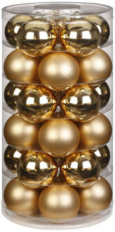 30x stuks glazen kerstballen goud 6 cm glans en mat - Kerstbal Goudkleurig