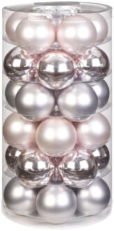 30x stuks glazen kerstballen lichtroze 6 cm glans en mat Oudroze