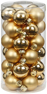 30x stuks kleine glazen kerstballen goud mix 4 cm - Kerstbal Goudkleurig