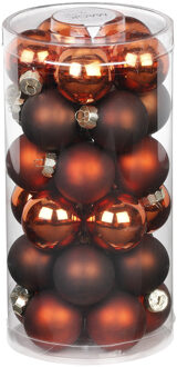 30x stuks kleine glazen kerstballen kastanje bruin 4 cm - Kerstbal