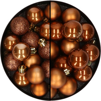 30x stuks kunststof kerstballen bruin 3 en 4 cm - Kerstbal