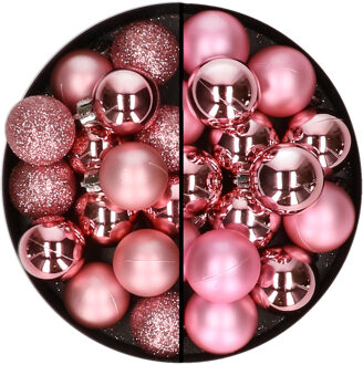 30x stuks kunststof kerstballen bubblegum roze 3 en 4 cm - Kerstbal