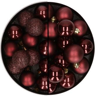 30x stuks kunststof kerstballen mahonie bruin 3 en 4 cm