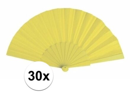 30x stuks Spaanse Handwaaiers geel 23 cm