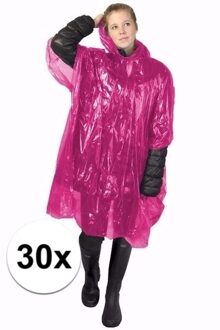30x wegwerp regenponcho roze - One size