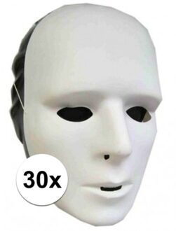 30x Witte grimeermaskers om zelf te versieren- Verkleedmaskers