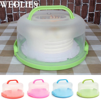 30X15cm Round Cake Carrier Portable Plastic Pastry Storage Box Dessert Container Cover Case Birthday Wedding Party Supplies