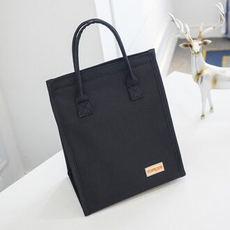 30x25X16CM Oxford Thermische Lunch Tas Draagbare Handtas Vrouwen Koeler Voedsel Picknick Tas Aluminium Geïsoleerde Kids School Bento Lunchbox zwart