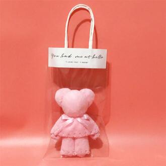 30X30Cm Koraal Fluwelen Fleece Beer Handdoek Met Zak Absorberende Gezicht Handdoek Bruiloft Business badkamer Handdoeken roze