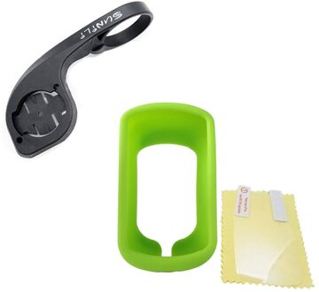 31.8Mm Stuur Bracket Mount Mtb Houder Ondersteuning + Silicone Bescherm Case + Film Voor Fiets Computer Gps Garmin Edge verkennen groen