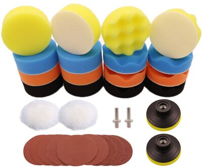 31 Pcs Set Auto Accessoires 3 Inch Polijstschijf Pad Schuurpapier Kit Voor Auto Polijstmachine Wax Cleaning Tools Polijsten Pad