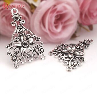 (31531)10 Stuks 43X28Mm Antiek Stijl Zinklegering Met Bloem Oorbellen Connector Charms Diy Sieraden Bevindingen Accessoires