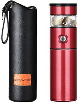 316 Rvs Thermos Met Thee Infuser 500Ml Glas Thee Thermos Cup Mok Vacuüm Cup Fles Kolven Thermische Mok water Fles rood-bottle case