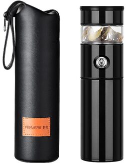 316 Rvs Thermos Met Thee Infuser 500Ml Glas Thee Thermos Cup Mok Vacuüm Cup Fles Kolven Thermische Mok water Fles zwart-bottle case