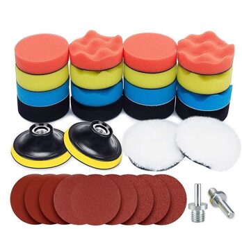 31Pcs Polijsten Pads Kit Auto Schuim Boor Polijsten Pad Kit 3Inch (80Mm) detail Foam Pads Buffing Pads Wol Pads