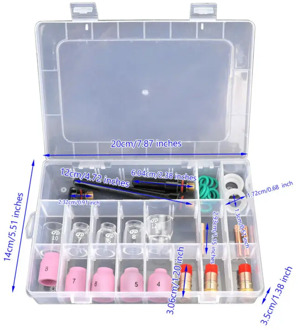 31pcs TIG Welding Torch Stubby Gas Lens #12 Heat Glass Cup Kit For All TIG Torches WP-26 Also Suitable For WP-17 WP-18 Equipment