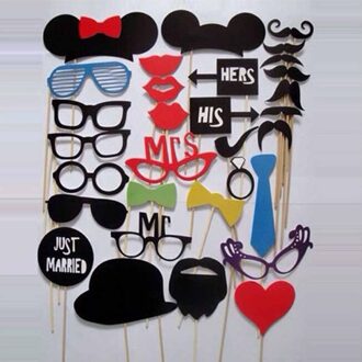 31Pcs Verjaardag Decor Speelgoed Foto Wedding Party Thuis Diy Grappige Foto 'S Photo Booth Festival Levert Props Set