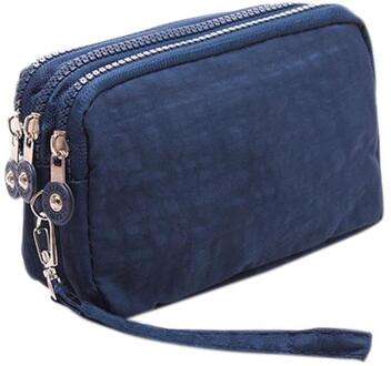 31Pinshang Lady Handtas Telefoon Portemonnee Pakket 3 Lagen Handtas Doorsnede Clutch Bag Grote Capaciteit Tassen Voor Vrouwen ZK30 marine blauw