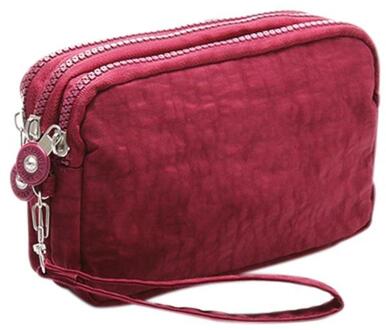 31Pinshang Lady Handtas Telefoon Portemonnee Pakket 3 Lagen Handtas Doorsnede Clutch Bag Grote Capaciteit Tassen Voor Vrouwen ZK30 rood wijn