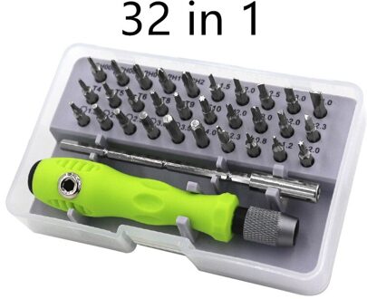 32 In 1 Schroevendraaier Set Precisie Verwisselbare Mini Magnetische Schroevendraaier Bits Set Mini Schroevendraaier Bits Reparatie Gereedschap Kit Set 32 in 1 groen