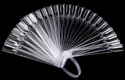 32 Pcs Nail Tips Plastic Valse Nail Art Fan Board Tips Stick Opvouwbare Display Praktijk 10 Cm X 5.5 Cm X 1 Cm Transparant