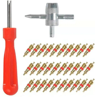 32 Pcs Single Head Valve Cores Removers with 4 in 1 Tyre Valve Repair Tool Multifunction Repair Modification Accessories
