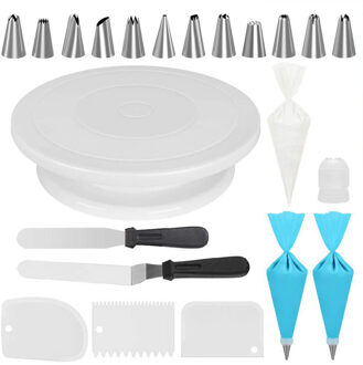 32 Stks/set Cake Turntable Icing Bag Piping Nozzles Set Thuis Bakkerij Cake Decorating Gereedschap Kit