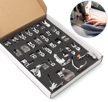 32 Stks/set Naaimachine Naaivoet Druk Voeten Voor Brother Singer Naaien Kit Vlechten Blind Stitch Over Lock Rits Heerser