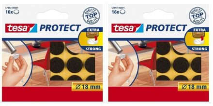 32 x Tesa viltglijders/meubelbeschermers rond zelfklevend 1,8 cm - Meubelviltjes