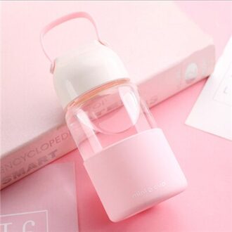 320 ML Leuke Waterfles Milieuvriendelijke Waterfles Met Siliconen Case Draagbare Glas Water Met Touw Meisjesachtig Kleur