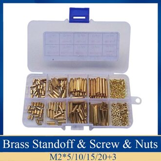 320 Stks/set M2 Brass Hex Standoff Moer Schroef Assortiment Kit Man Vrouw Schroefdraad Hol Pillar Spacer Standoff