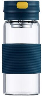 320Ml/400Ml Mode Glazen Flessen Leuke Water Flessen Met Filter Draagbare Touw Glas Cup Voor Meisjes Student leuke Sap Melk Cup marine / 400ml