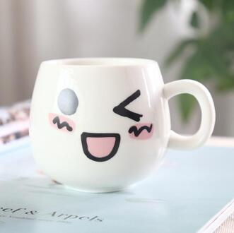 320Ml Fun Leuke Gezicht Mokken Wit Aardewerk Keramische Cup Koffie Melk Mok Met Handvat stijl 1