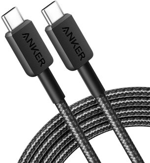 322 USB-C to USB-C Cable Nylon (1.8M Braided Black) 60W Kabel Zwart